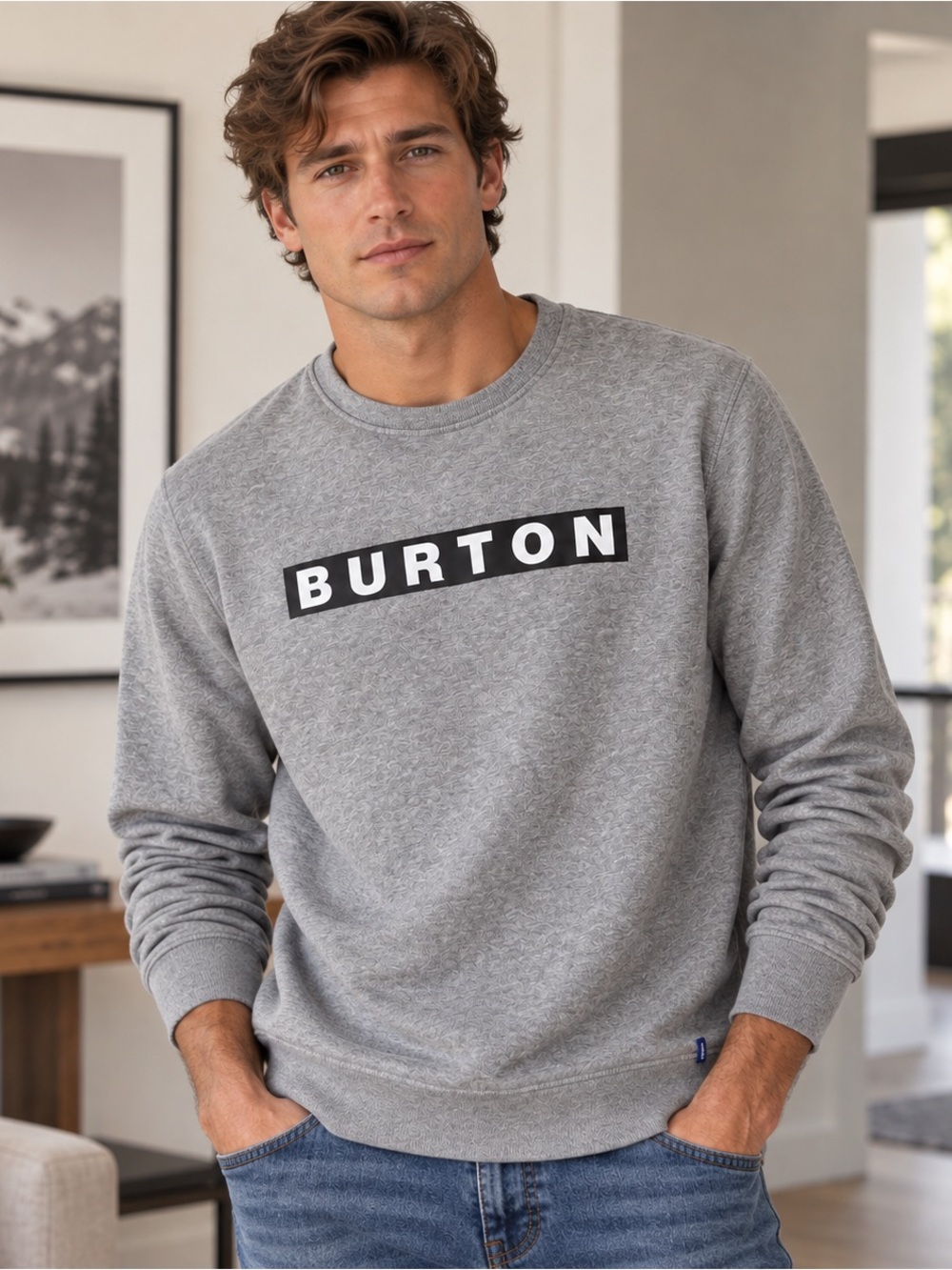 Burton Men’s Gray Logo Crewneck Sweatshirt Snowboard Size L